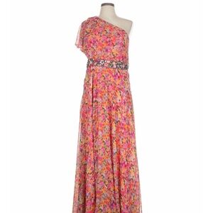 Mac Duggal Vibrant Floral One-Shoulder Dress